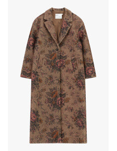 Cappotto Lungo Fantasia Floreale Con Tasche Please