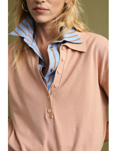 Round-Neck Sweater with 3/4 Sleeves and Buttons Please
