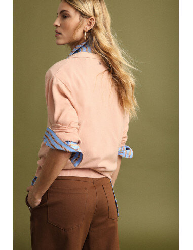 Round-Neck Sweater with 3/4 Sleeves and Buttons Please