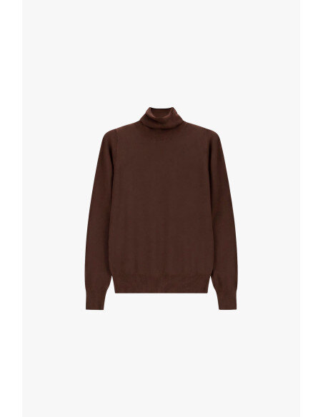 Regular-Fit Solid-Color Turtleneck Sweater Please - Brown