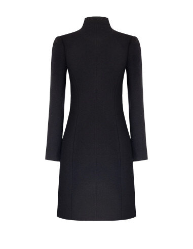 Cappotto Lungo Sfiancato In Misto Lana Con Dettagli Metallici Sulle Tasche Rinascimento - Nero