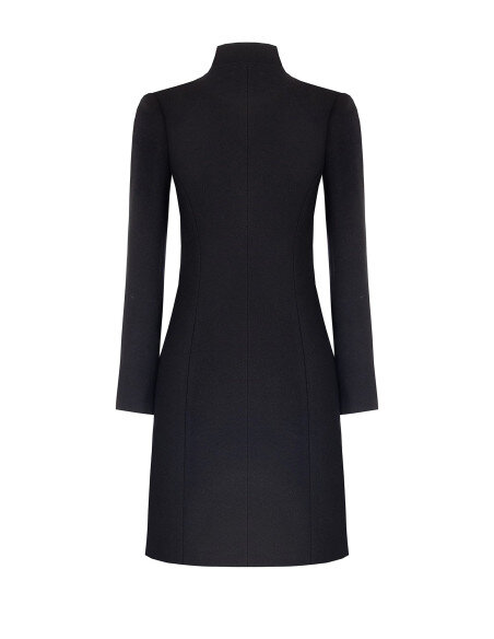 Cappotto Lungo Sfiancato In Misto Lana Con Dettagli Metallici Sulle Tasche Rinascimento - Nero