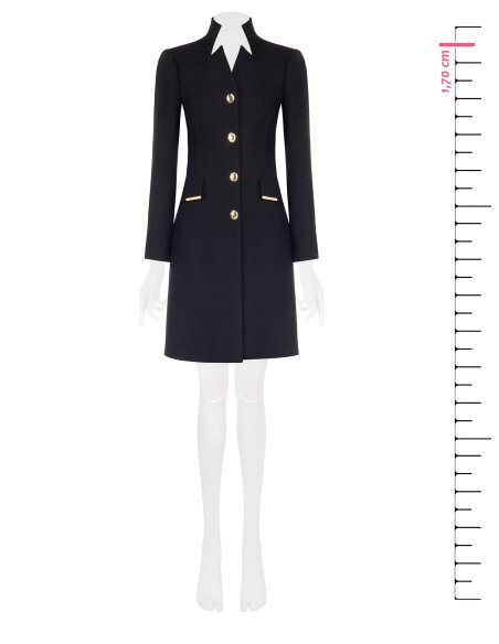 Cappotto Lungo Sfiancato In Misto Lana Con Dettagli Metallici Sulle Tasche Rinascimento - Nero