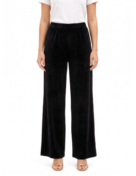 Pantalon palazzo en velours à taille souple élastiquée Rinascimento