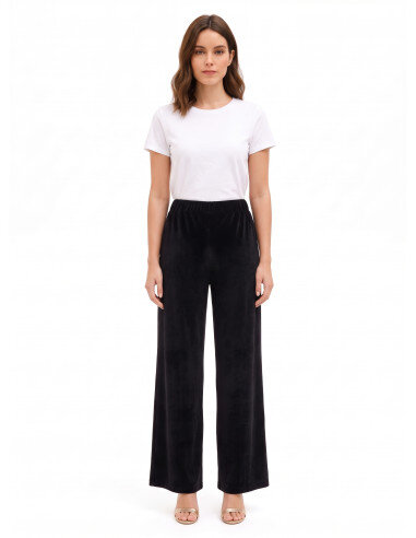 Pantalon palazzo en velours à taille souple élastiquée Rinascimento