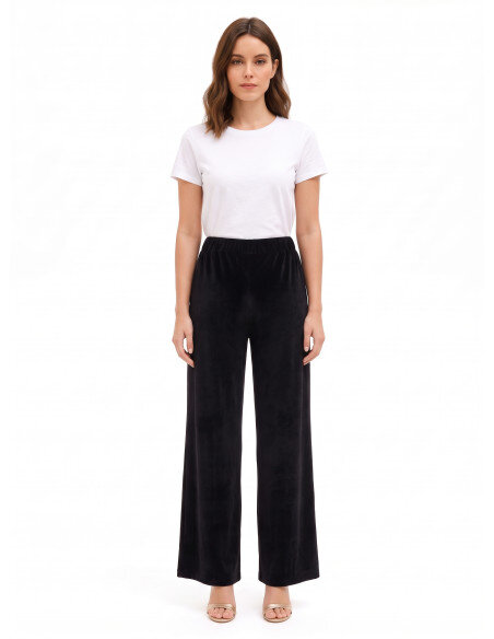 Pantalon palazzo en velours à taille souple élastiquée Rinascimento