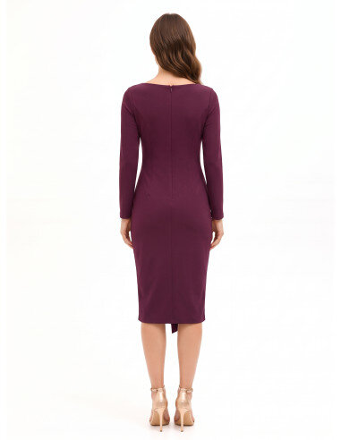 Robe midi moulante en mélange de viscose avec fronces asymétriques Rinascimento