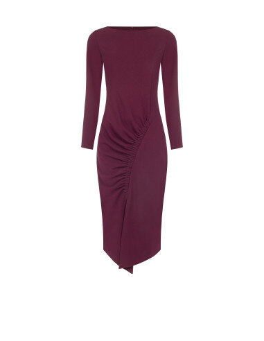 Robe midi moulante en mélange de viscose avec fronces asymétriques Rinascimento