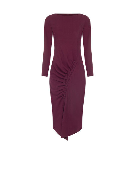 Robe midi moulante en mélange de viscose avec fronces asymétriques Rinascimento