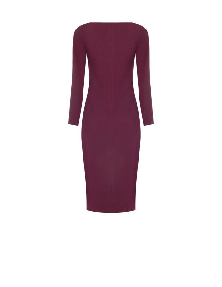 Robe midi moulante en mélange de viscose avec fronces asymétriques Rinascimento