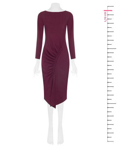 Robe midi moulante en mélange de viscose avec fronces asymétriques Rinascimento