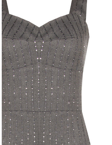 Combinaison palazzo intégrale rayée en strass avec décolleté en cœur Rinascimento