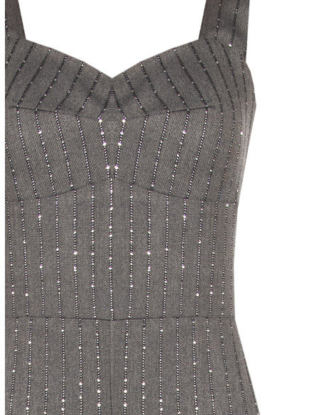 Combinaison palazzo intégrale rayée en strass avec décolleté en cœur Rinascimento