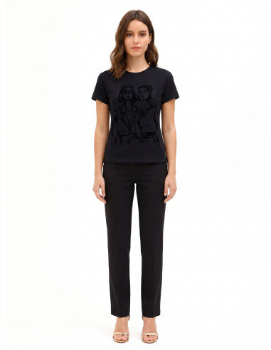 T-Shirt Regular In Cotone Con Stampa Figure Femminili Flock Rinascimento