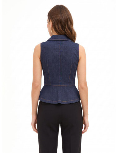 Stretch Denim Peplum Top Zero Wash Rinascimento