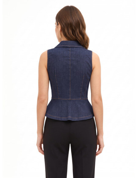 Stretch Denim Peplum Top Zero Wash Rinascimento