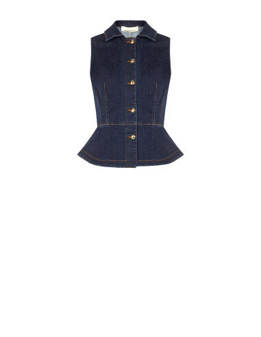 Stretch Denim Peplum Top Zero Wash Rinascimento