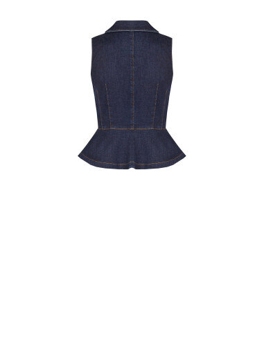 Stretch Denim Peplum Top Zero Wash Rinascimento