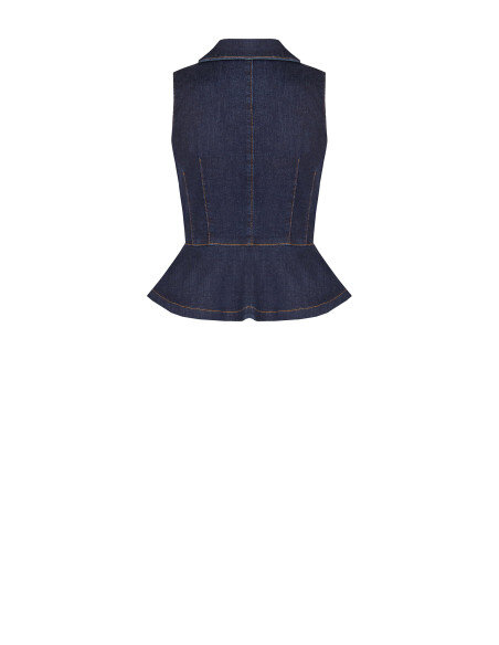 Stretch Denim Peplum Top Zero Wash Rinascimento