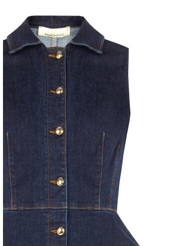 Stretch Denim Peplum Top Zero Wash Rinascimento