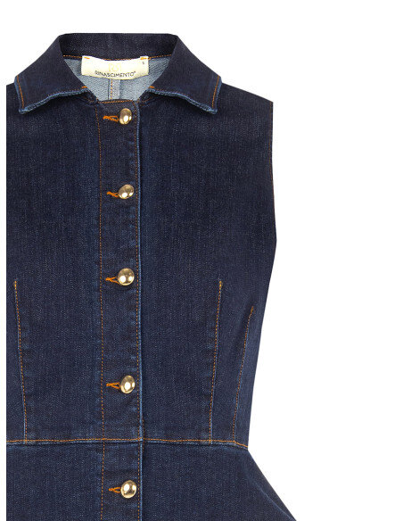 Stretch Denim Peplum Top Zero Wash Rinascimento