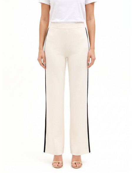 Pantalon large en maille avec bordures contrastantes Rinascimento