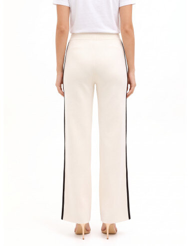Pantalon large en maille avec bordures contrastantes Rinascimento