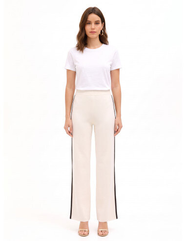 Pantalon large en maille avec bordures contrastantes Rinascimento