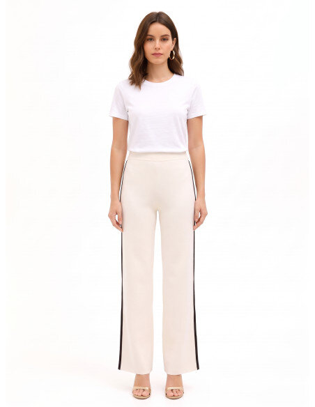 Pantalon large en maille avec bordures contrastantes Rinascimento