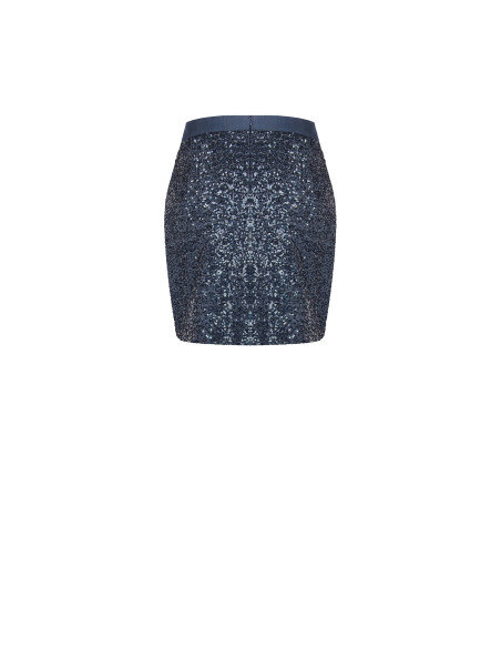 Sequined Mini Skirt with Denim Waistband Rinascimento