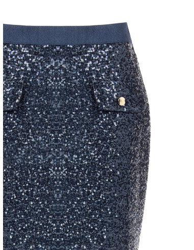 Sequined Mini Skirt with Denim Waistband Rinascimento