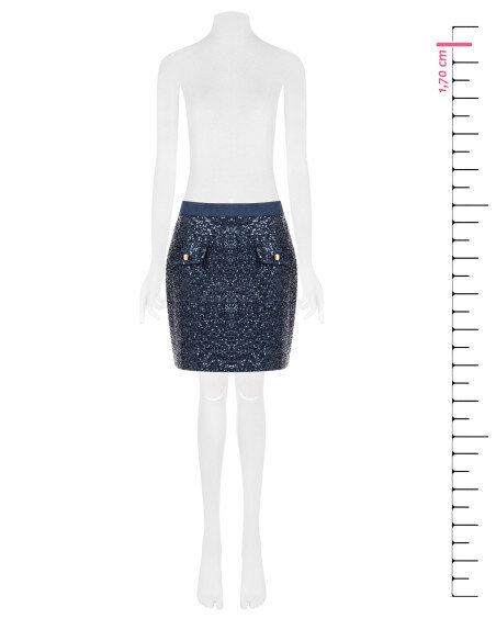 Sequined Mini Skirt with Denim Waistband Rinascimento
