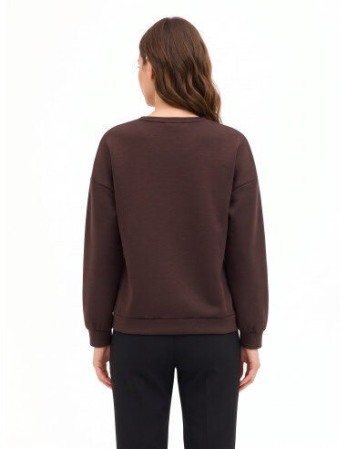 Sweat-shirt en néoprène à col rond avec empiècement central de sequins Rinascimento