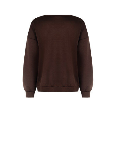 Sweat-shirt en néoprène à col rond avec empiècement central de sequins Rinascimento