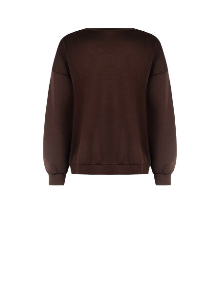 Sweat-shirt en néoprène à col rond avec empiècement central de sequins Rinascimento