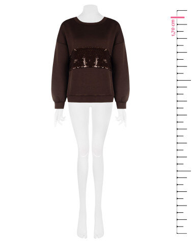 Sweat-shirt en néoprène à col rond avec empiècement central de sequins Rinascimento