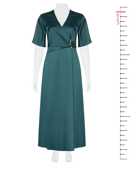 Robe longue grande taille évasée en satin avec décolleté en V croisé Rinascimento Curvy - Vert