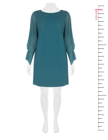 Abito Curvy A Trapezio In Scuba Crepe Con Maniche In Georgette Arricciate Sui Polsi Rinascimento Curvy - Verde