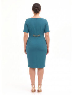 Abito Curvy A Tubino In Scuba Crepe Con Dettagli Catena In Vita Rinascimento Curvy - Verde 2