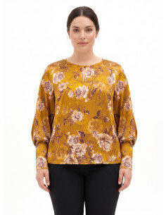 Blusa Curvy Ampia E Fluida In Raso A Fiori Con Maniche Arricciate Sui Polsi Rinascimento Curvy
