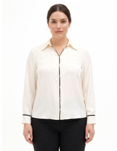 Camicia Curvy Fluida In Raso Opaco Con Dettagli A Contrasto Rinascimento Curvy