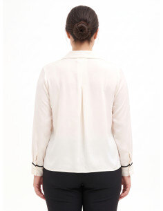 Camicia Curvy Fluida In Raso Opaco Con Dettagli A Contrasto Rinascimento Curvy 2
