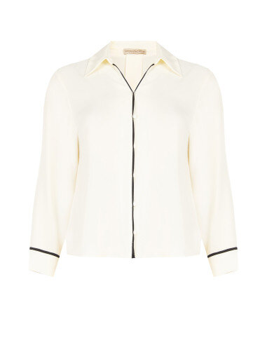 Curvy Flowing Blouse in Matte Satin with Contrasting Details Rinascimento Curvy