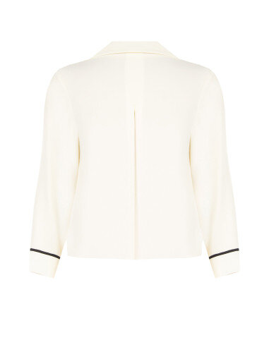Curvy Flowing Blouse in Matte Satin with Contrasting Details Rinascimento Curvy