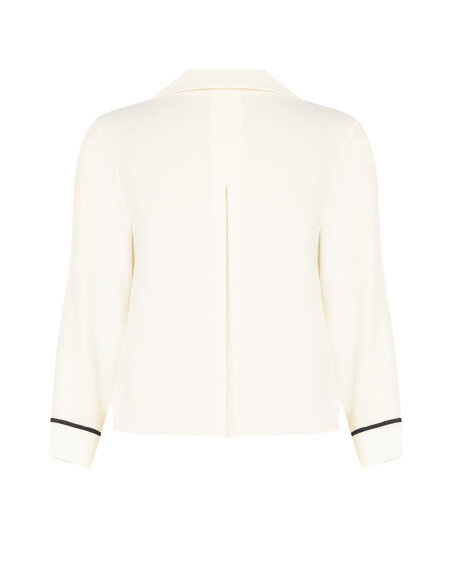 Curvy Flowing Blouse in Matte Satin with Contrasting Details Rinascimento Curvy