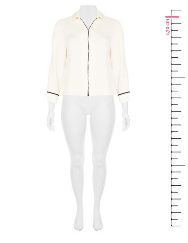 Curvy Flowing Blouse in Matte Satin with Contrasting Details Rinascimento Curvy