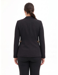 Giacca Blazer Curvy In Scuba Crepe Con Dettaglio Catene Sui Fianchi Rinascimento Curvy - Nero 2