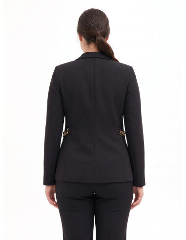 Curvy Scuba Crepe Blazer Jacket with Chain Detail on the Sides Rinascimento Curvy - Black