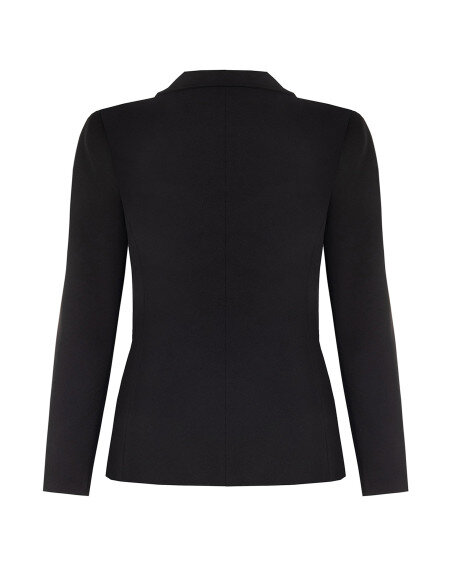 Curvy Scuba Crepe Blazer Jacket with Chain Detail on the Sides Rinascimento Curvy - Black