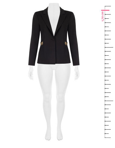 Curvy Scuba Crepe Blazer Jacket with Chain Detail on the Sides Rinascimento Curvy - Black
